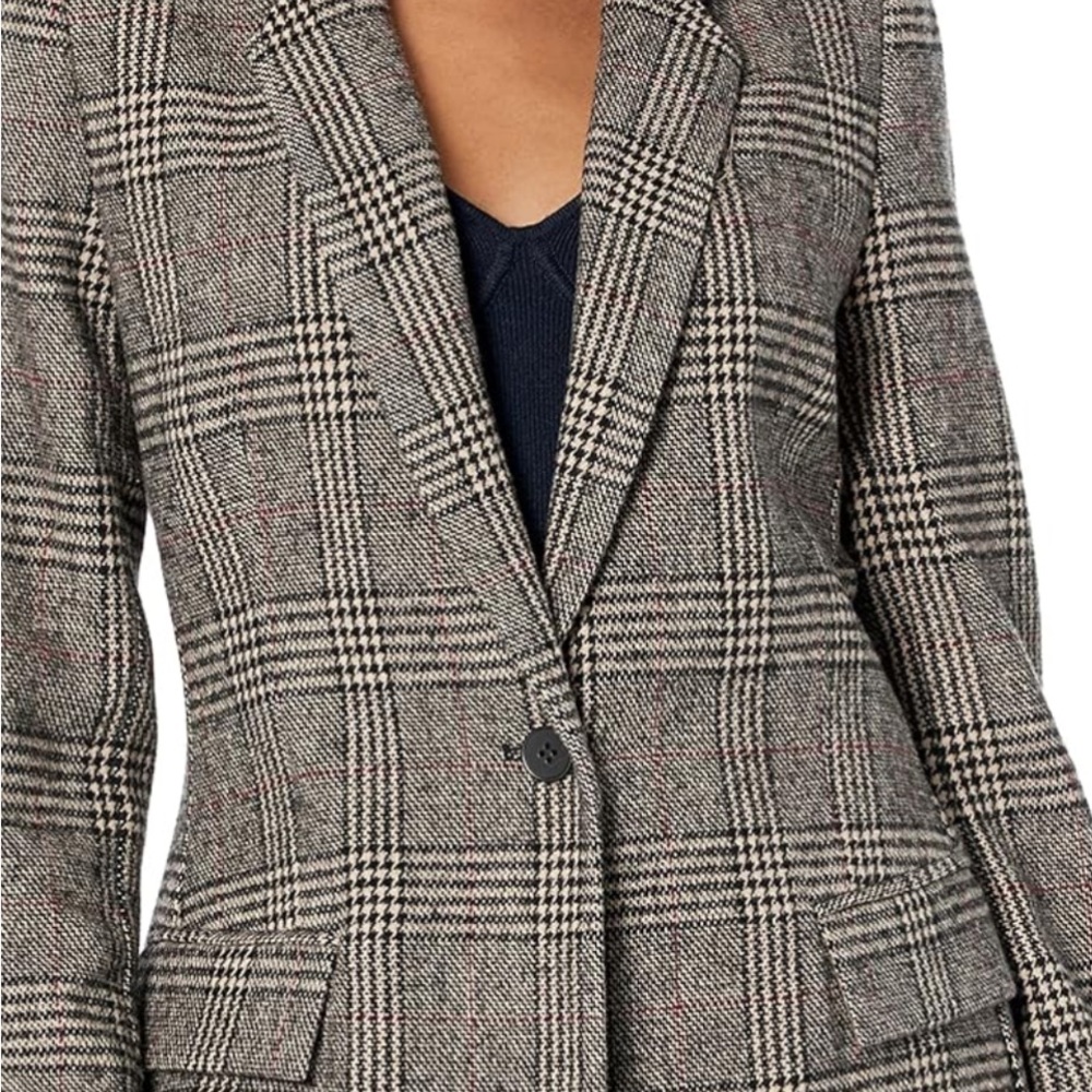 THE DROP Women's Gray Plaid Blazer